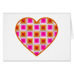 Pink and Gold Squares Heart Greeting Cards