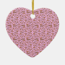 Pink and Gold Swirly Vine Pattern Ornament