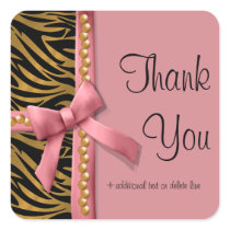 Pink And Gold Zebra Striped With Pearls Sticker