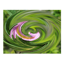 Pink and green abstract postcard