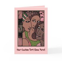 Pink and Green African American Women Greeting Cards
