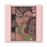 Pink and Green African American Women magnets