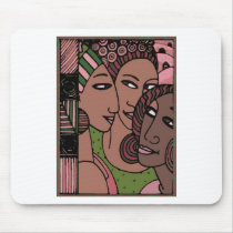 Pink and Green African American Women Mousepads