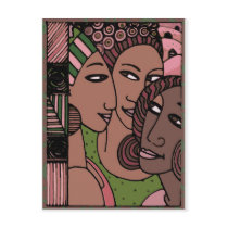 Pink and Green African American Women Postcard