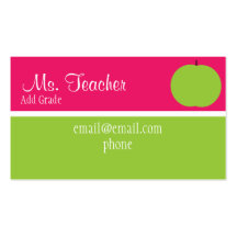 Pink and Green Apple Teacher Busness Cards Business Card Templates
