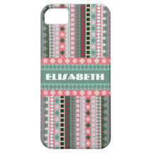 Pink and Green Candy Aztec Zigzag Pattern iPhone 5 Cases
