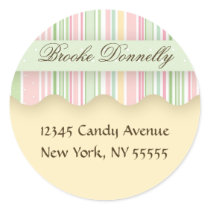 Pink and Green Candy Striped Address Label