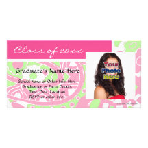 Pink and Green Cheerful Graduation Photo Cards