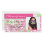 Pink and Green Cheerful Graduation Photo Cards photo cards