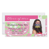 Pink and Green Cheerful Graduation Photo Cards