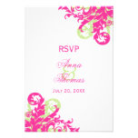 Pink and Green Flourish Wedding RSVP Cards Personalized Invitations