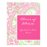 Pink and Green Paisley Graduation Announcement