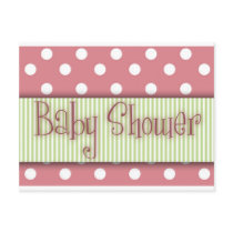 Pink and green polka dot Baby Shower Post Cards