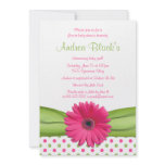 Pink and Green Polka Dots Baby Shower Invitation