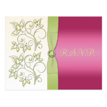 Pink and Green R.S.V.P. Postcard