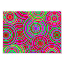 Pink and Green Retro Circles Pattern Photo Print