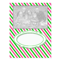 Pink and Green Striped Everyday Postcard