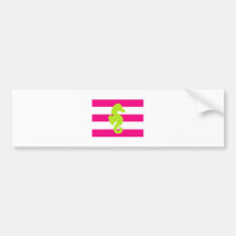 Pink and Green Stripes and Seahorse Bumper Stickers