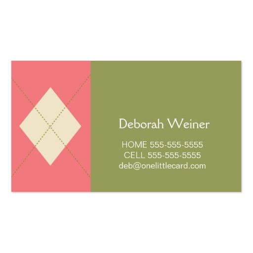 Pink and Green With Argyle All Over Business Card