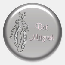 Pink and Grey Ballet Slipper Bat Mitzvah Sticker