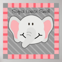 Pink and Grey Elephant Face Print