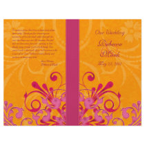 Pink and Orange Abstract Floral Wedding Program