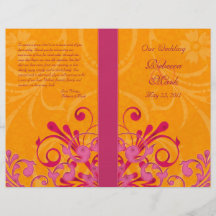 Pink and Orange Abstract Floral Wedding Program Flyer Design