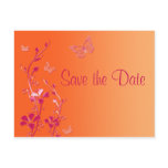 Pink and Orange Butterflies Save the Date Postcard