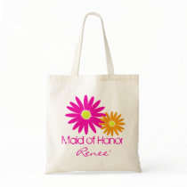 Pink and Orange Daisies Tote Bags