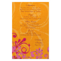 Pink and Orange Floral Wedding Menu Card