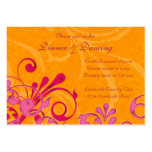 Pink and Orange Floral Wedding Reception Card Business Card Template