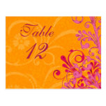 Pink and Orange Floral Wedding Table Cards Post Cards