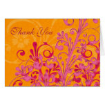 Pink and Orange Floral Wedding Thank You Card