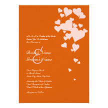 Pink and Orange Hearts Wedding Invitation