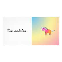 Pink and orange unicorn picture card