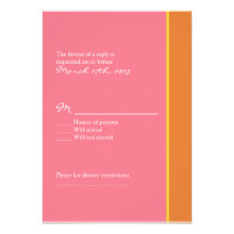 Pink and Orange Wedding RSVP Custom Invitations