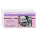 pink and purple bandana pattern baby announcement custom photo card