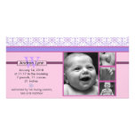 pink and purple bandana pattern baby announcement custom photo card
