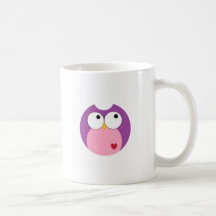 Pink and Purple Cartoon Owl Coffee Mugs