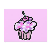 pink and purple clouds cupcake postcards