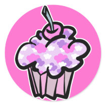 pink and purple clouds cupcake sticker