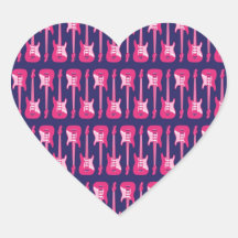 Pink and Purple Electric Guitars Punk Rock Stickers