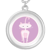 Pink and Purple Kitty Necklace necklaces