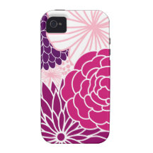 Pink and Purple Mod Floral iPhone 4 Covers