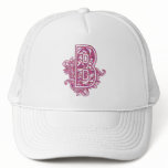 PINK AND PURPLE MONOGRAM LETTER B hats