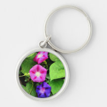 Pink and Purple Morning Glories Keychains