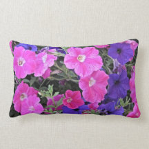 pink and purple petunia flowers throw pillow