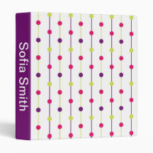 Pink and Purple Polka Dots 3 Ring Binder