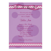 Pink and Purple Polka Dots Bat Mitzvah Invitation