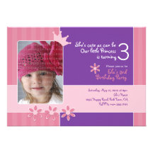 Pink and Purple Princess Invitation Photocard